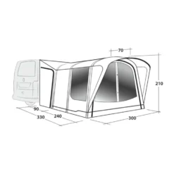 Outwell Newburg 240 Air Low Drive Away Awning -Outdoor Camping Discount 111245 newburg 240 air drawing perspective2