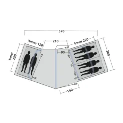 Outwell Hartford 6 Air Tent (2025) -Outdoor Camping Discount 111468 hartford 6 air drawing floorplan3