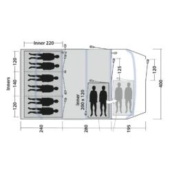 Outwell Tennessee 6+2 Air Tent (2025) -Outdoor Camping Discount 111470 tennessee 6 2 air drawing floorplan3