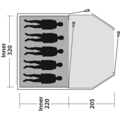 Outwell Earth 5 Plus Tent 14 Outwell Earth 5 Plus Tent -Outdoor Camping Discount 111486 earth 5 plus drawing floorplan3