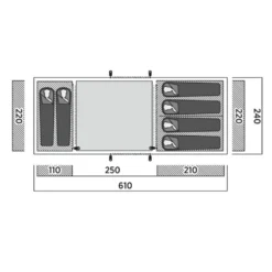 Easy Camp Leka Twin 6 Tent (2025) -Outdoor Camping Discount 120492 leka twin 6 drawing floorplan3