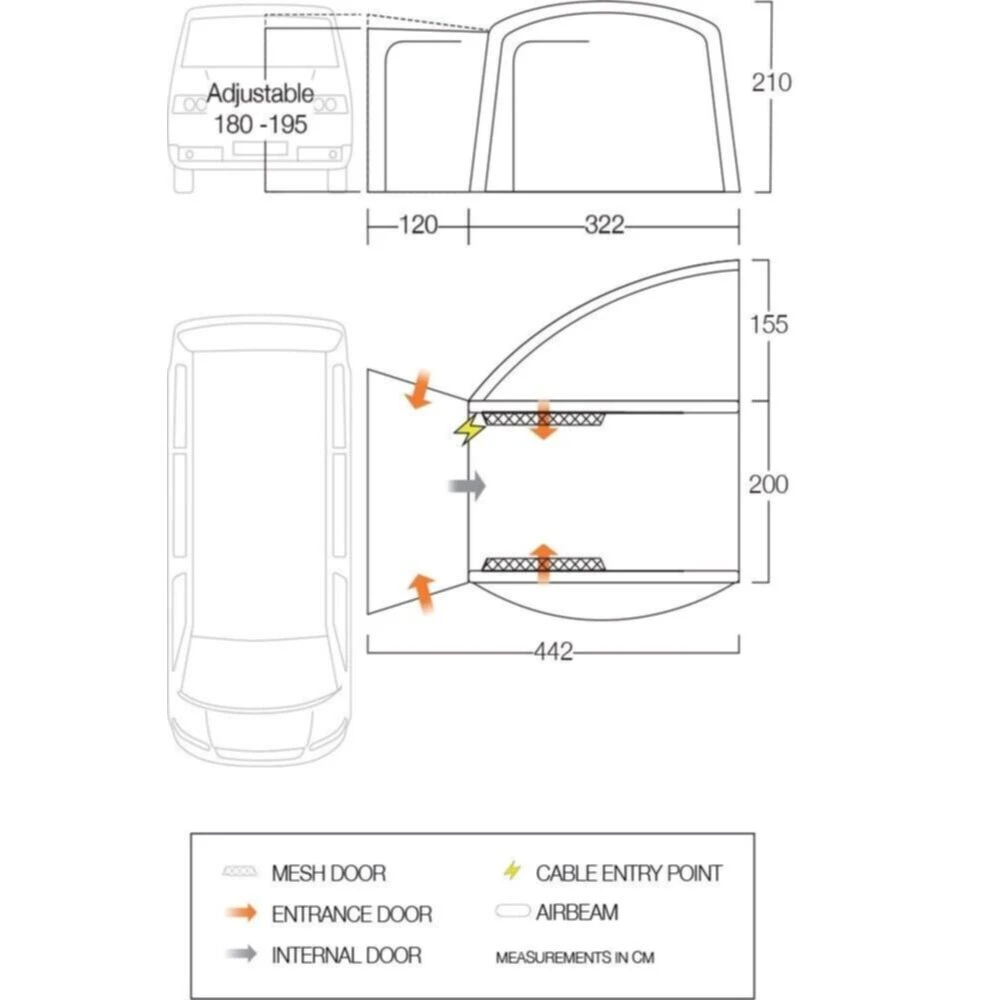 Vango Airbeam Vango Magra VW Low Awning (Shadow Grey) 2 Vango Airbeam Vango Magra VW Low Awning (Shadow Grey) - Image 2
