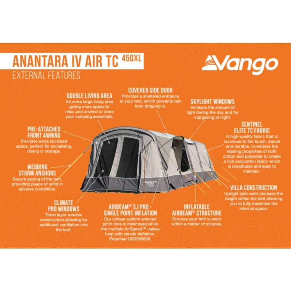 Vango Airbeam Vango Anantara IV TC 450XL Air Tent 12 Vango Airbeam Vango Anantara IV TC 450XL Air Tent - Image 12