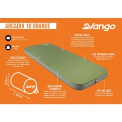 Vango Arcadia 10 Grande Self Inflating Mat 14 Vango Arcadia 10 Grande Self Inflating Mat -Outdoor Camping Discount arcadia 10 grande infographic lowres