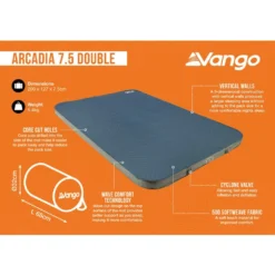 Vango Arcadia 7.5 Double Self Inflating Mat -Outdoor Camping Discount arcadia 7.5 double infographic lowres