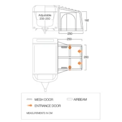 Vango Balletto Air 260 Elements Proshield Caravan Awning (2024) -Outdoor Camping Discount balletto 260 floorplan low v3