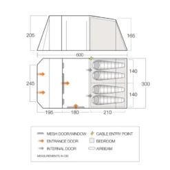 Vango Lismore TC 450 Poled Tent Package (incl Footprint) 11 Vango Lismore TC 450 Poled Tent Package (incl Footprint) -Outdoor Camping Discount floorplan lismore tc 450
