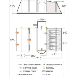 Vango Airbeam Vango Rome II Air 550XL Tent Package (incl Footprint) -Outdoor Camping Discount floorplan rome 1