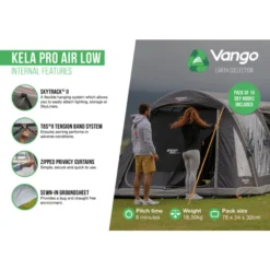 Vango Airbeam Vango Kela Pro Air Awning Low -Outdoor Camping Discount kela pro air low2 1