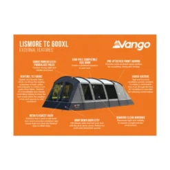 Vango Lismore TC 600XL Poled Tent Package (incl Footprint) -Outdoor Camping Discount lismore tc 600xl infographic