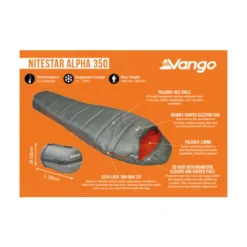 Vango Nitestar Alpha 350 Sleeping Bag (Fog) -Outdoor Camping Discount nitestar 350 infographic