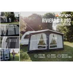 Vango Airbeam Vango Riviera Air 390 Elements TC Caravan Awning (2024) -Outdoor Camping Discount riviera air 390 as