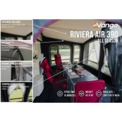 Vango Airbeam Vango Riviera Air 390 Elements TC Caravan Awning (2024) -Outdoor Camping Discount riviera air 390 as in