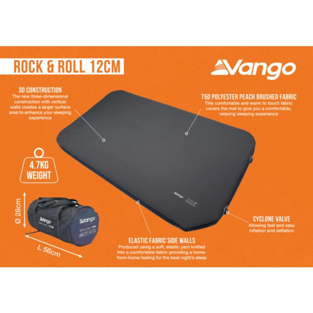 Vango Rock & Roll 12cm Self Inflating Mat - 112cm Wide 3 Vango Rock & Roll 12cm Self Inflating Mat - 112cm Wide - Image 3