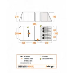 Vango Sherwood 400xl Poled Tent Package (incl Footprint) 23 Vango Sherwood 400xl Poled Tent Package (incl Footprint) -Outdoor Camping Discount sherwood 400xl floorplan low res