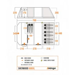 Vango Sherwood 600XL Poled Tent Package (incl Footprint) -Outdoor Camping Discount sherwood 600xl floorplan low res