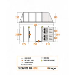 Vango Airbeam Vango Sherwood Air 400XL Tent Package (incl Footprint) 23 Vango Airbeam Vango Sherwood Air 400XL Tent Package (incl Footprint) -Outdoor Camping Discount sherwood air 400xl floorplan low res
