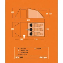 Vango Skye 300 Tent (2025) -Outdoor Camping Discount skye 300 floorplan low res