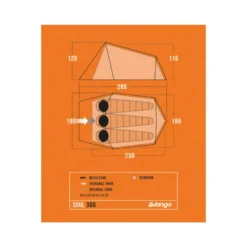 Vango Soul 300 Tent (2025) -Outdoor Camping Discount soul 300 floorplan low res small