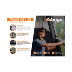 Vango Tailgate Hub II Low Poled Awning (2025) -Outdoor Camping Discount tailgate hub infographic2 lowres small