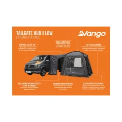Vango Tailgate Hub II Low Poled Awning (2025) -Outdoor Camping Discount tailgate hub infographic lowres small