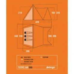 Vango Airbeam Vango Teepee 300 Air Tent -Outdoor Camping Discount teepee air 300 floorplan low res