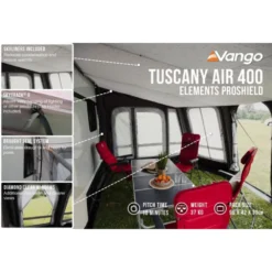 Vango Airbeam Vango Tuscany Air 400 Elements Proshield Caravan Awning -Outdoor Camping Discount tuscany air 400 eps in