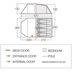 Vango Skye 400 Tent (Deep Blue) -Outdoor Camping Discount vango 2020 tents floorplan skye 400 hi
